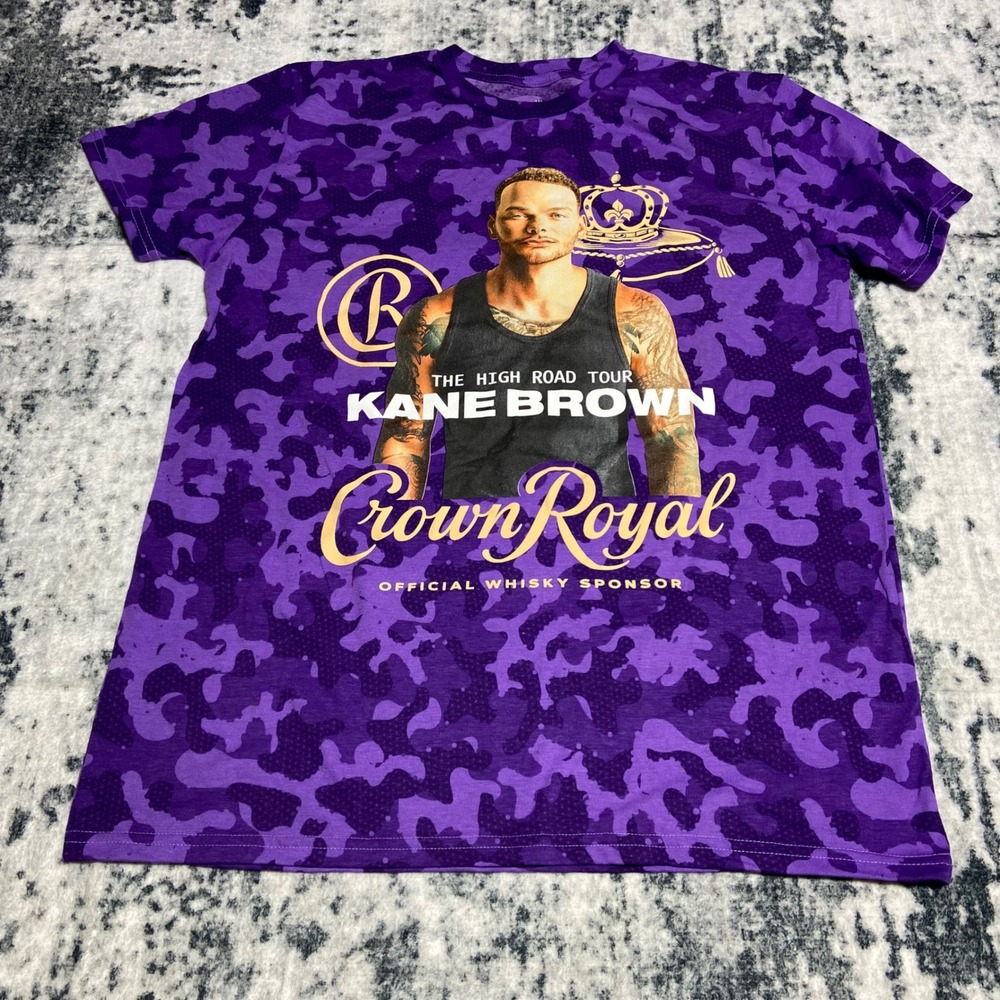 Kane Brown The High Road Tour Crown Royal Purple Camo Graphic T-Shirt Mens XL